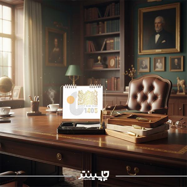  1_.تقویم رومیزی چوبی نوت دار