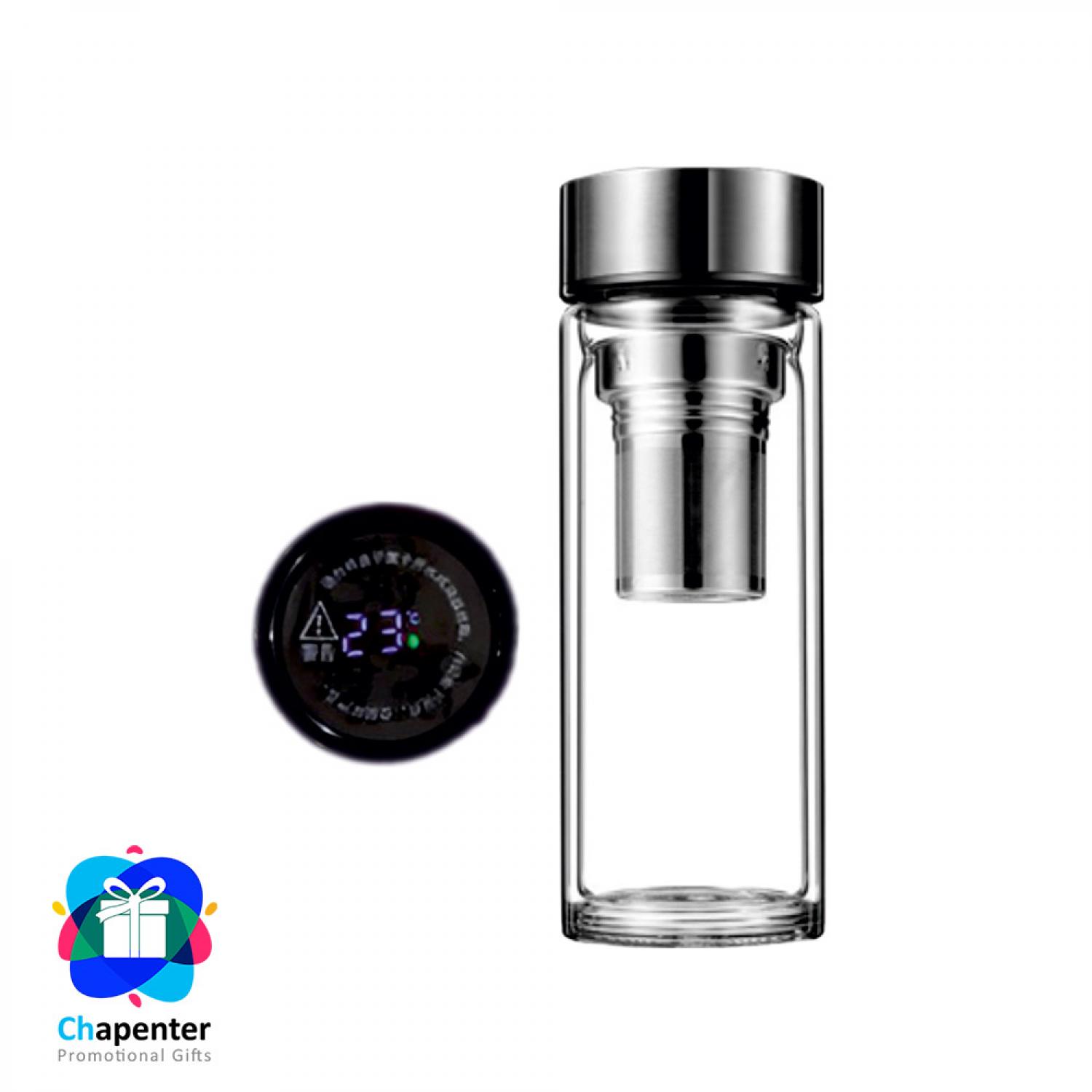 تراول ماگ شیشه ای دماسنج دار